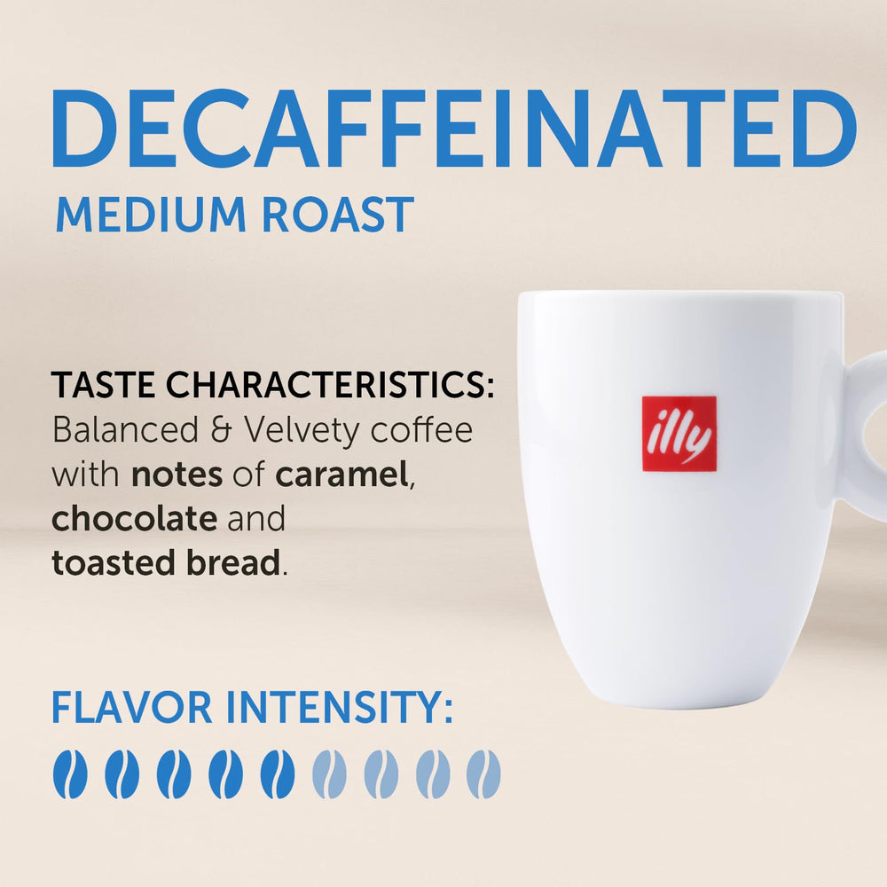 illy Classico Decaf K-Cups box open shows fresh packaging and no preservatives.