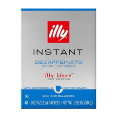 illy Classico Decaf packaging showing 40 convenient 2g packets for quick coffee