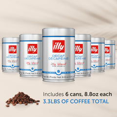 illy Classico Decaf whole bean bag closeup emphasizing quality selection and freshness