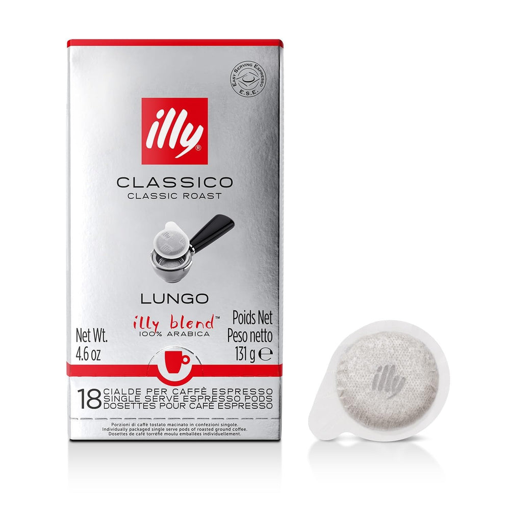 illy Classico Lungo pod packaging preserves aroma and freshness.