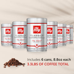 Illy Classico aroma notes of caramel, orange blossom, jasmine enhance your cup.