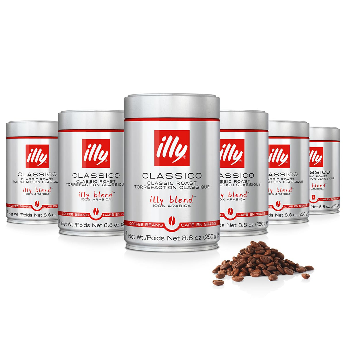 Illy Classico whole bean pack for fresh grinding and versatile brewing.