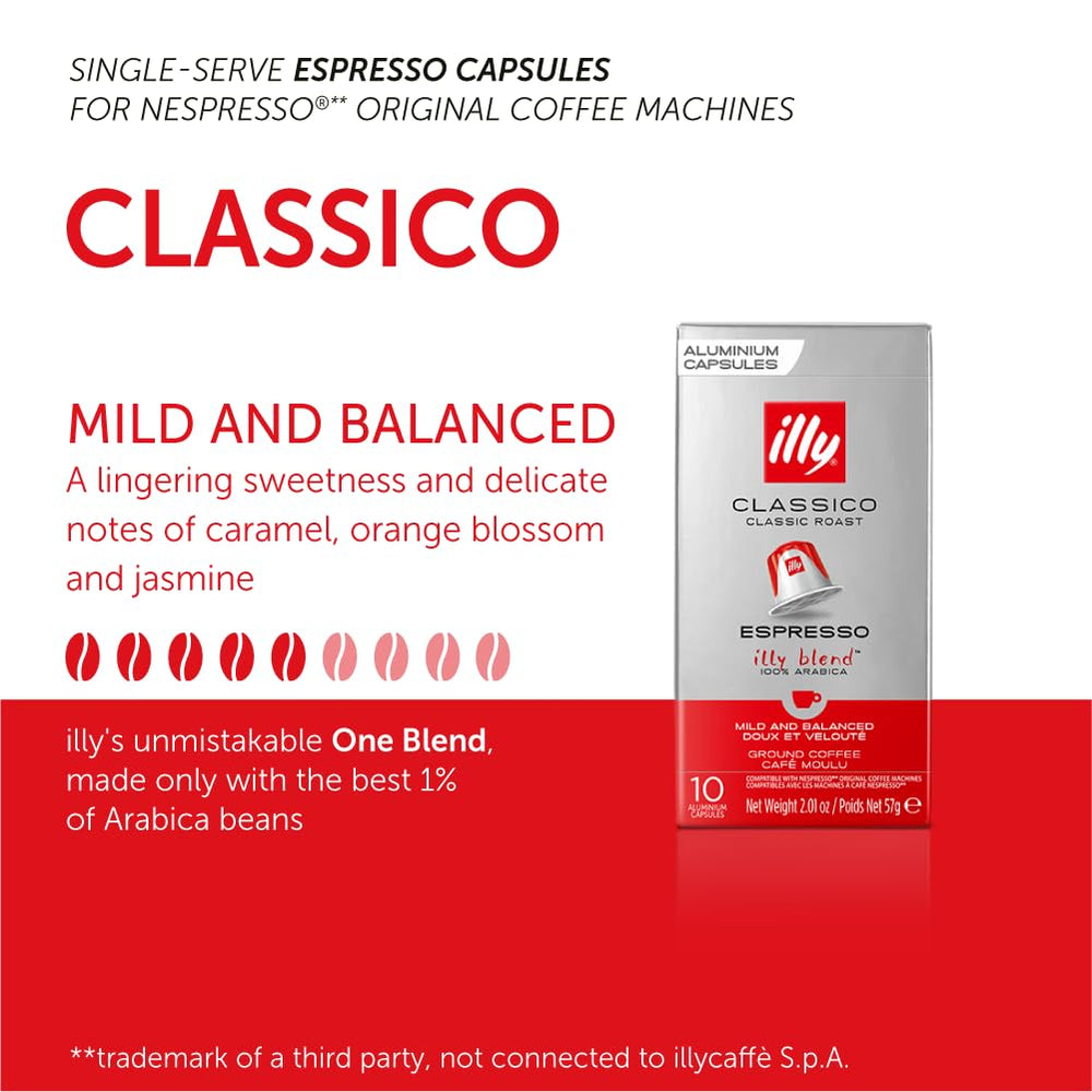 Illy Classico roast capsules crema close-up emphasizes rich crema for a smooth espresso.