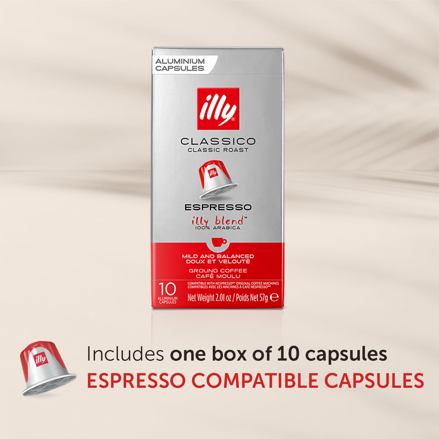 Illy Classico roast capsules cup image suggests a rich, balanced espresso at home.