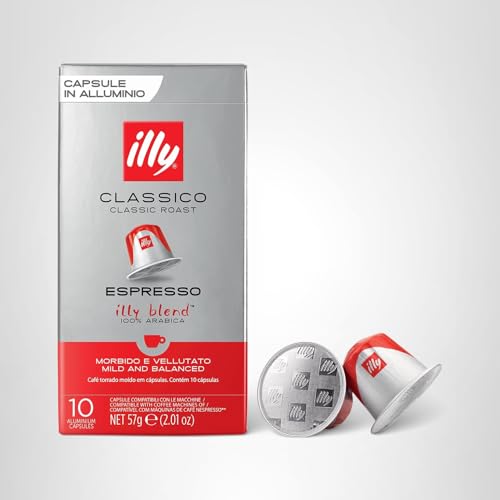Illy Classico roast capsules compatible with Nespresso Original machines.