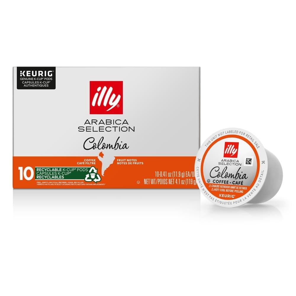 illy Coffee Arabica Selections Colombia K-Cup box highlighting premium packaging and sustainable sourcing.
