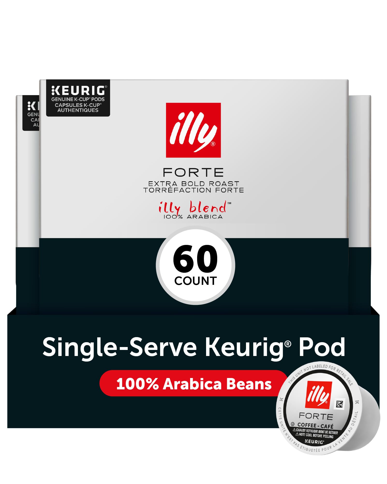 illy Forte dark roast K-Cup close-up highlights bold flavor and aroma