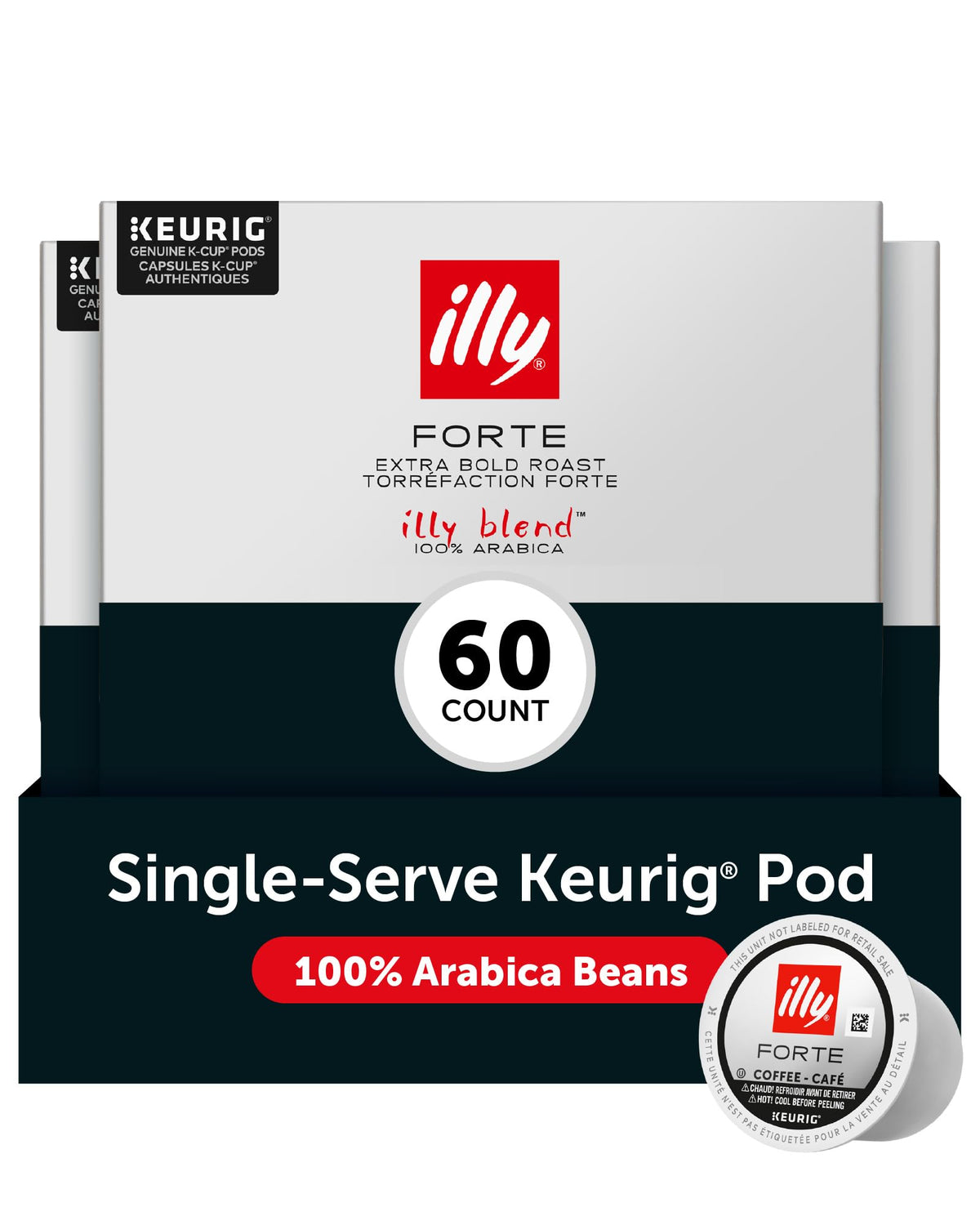 illy Forte dark roast K-Cup close-up highlights bold flavor and aroma