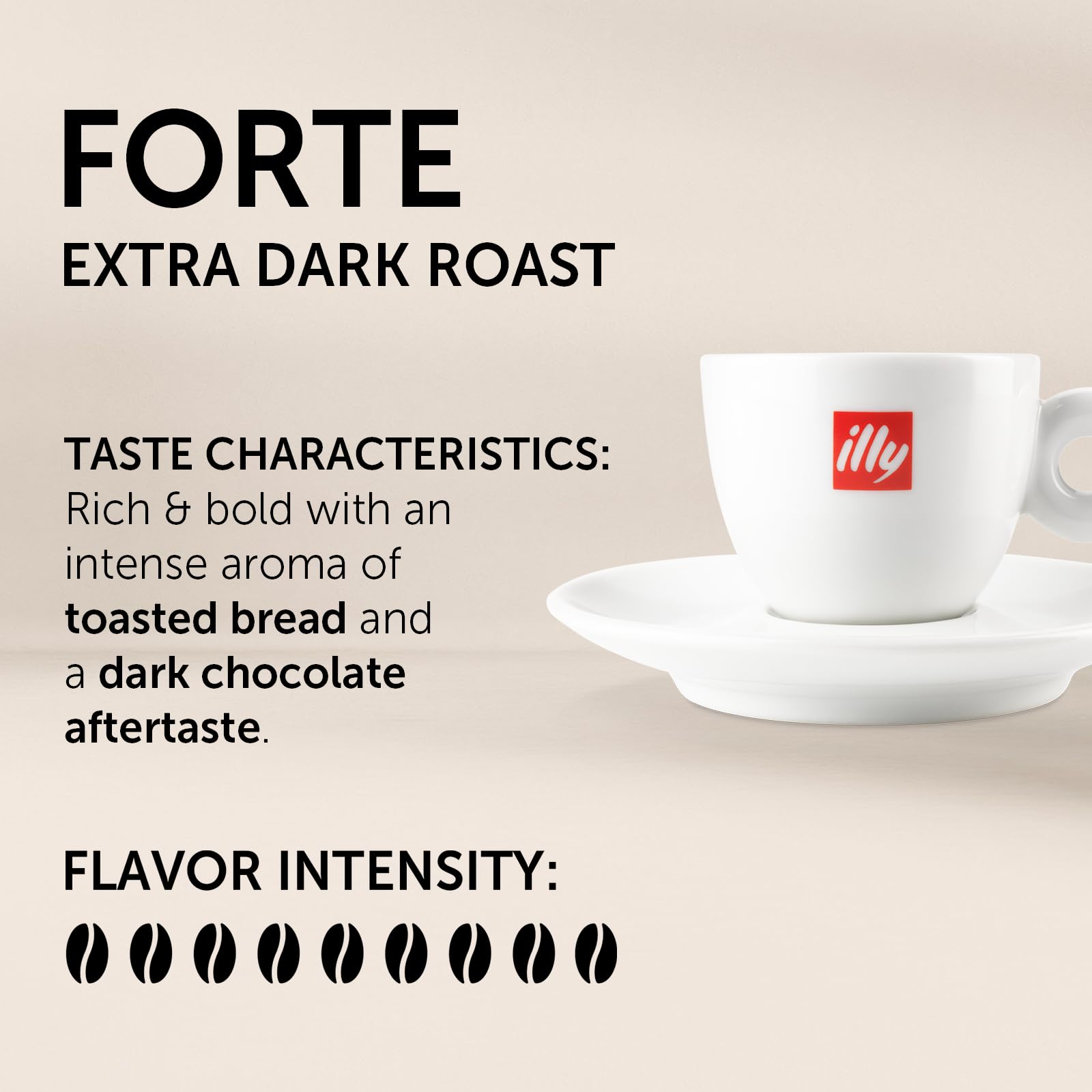 illy E.S.E Forte pod closeup highlighting dark chocolate notes and aroma