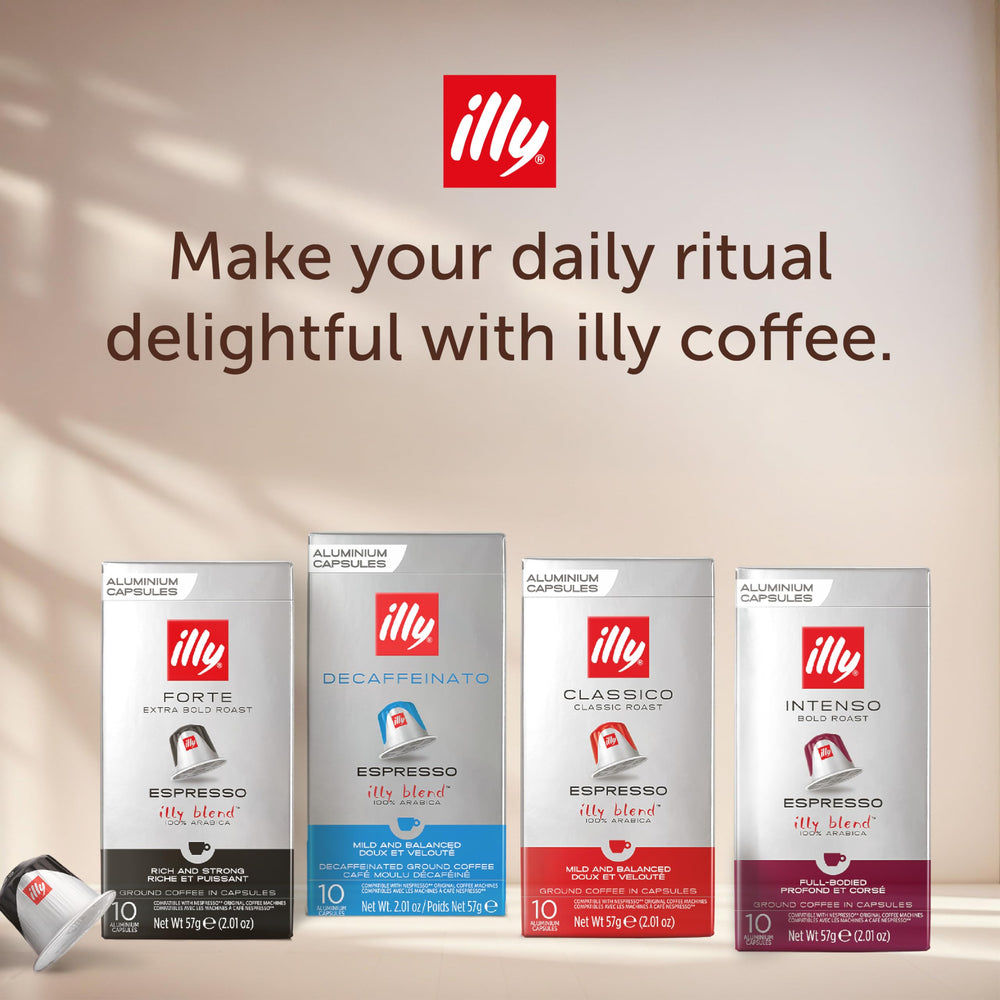 5-pack display of illy Forte capsules for home use
