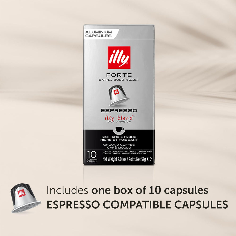 illy espresso capsules Forte Extra Bold Roast cup close-up with rich chocolate notes