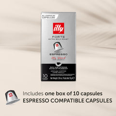 illy espresso capsules Forte Extra Bold Roast cup close-up with rich chocolate notes