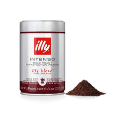 illy ground moka coffee can preserves aroma with inert gas.