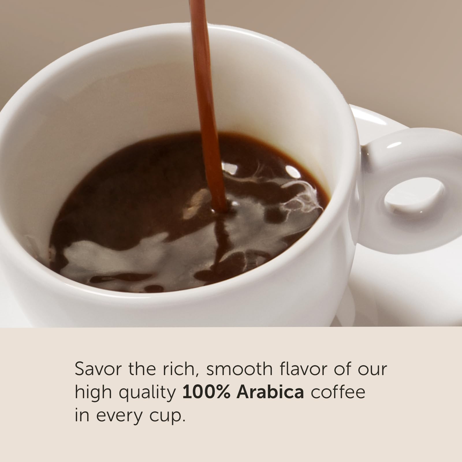 illy ground moka coffee in cup reveals rich cocoa and dried fruit notes.
