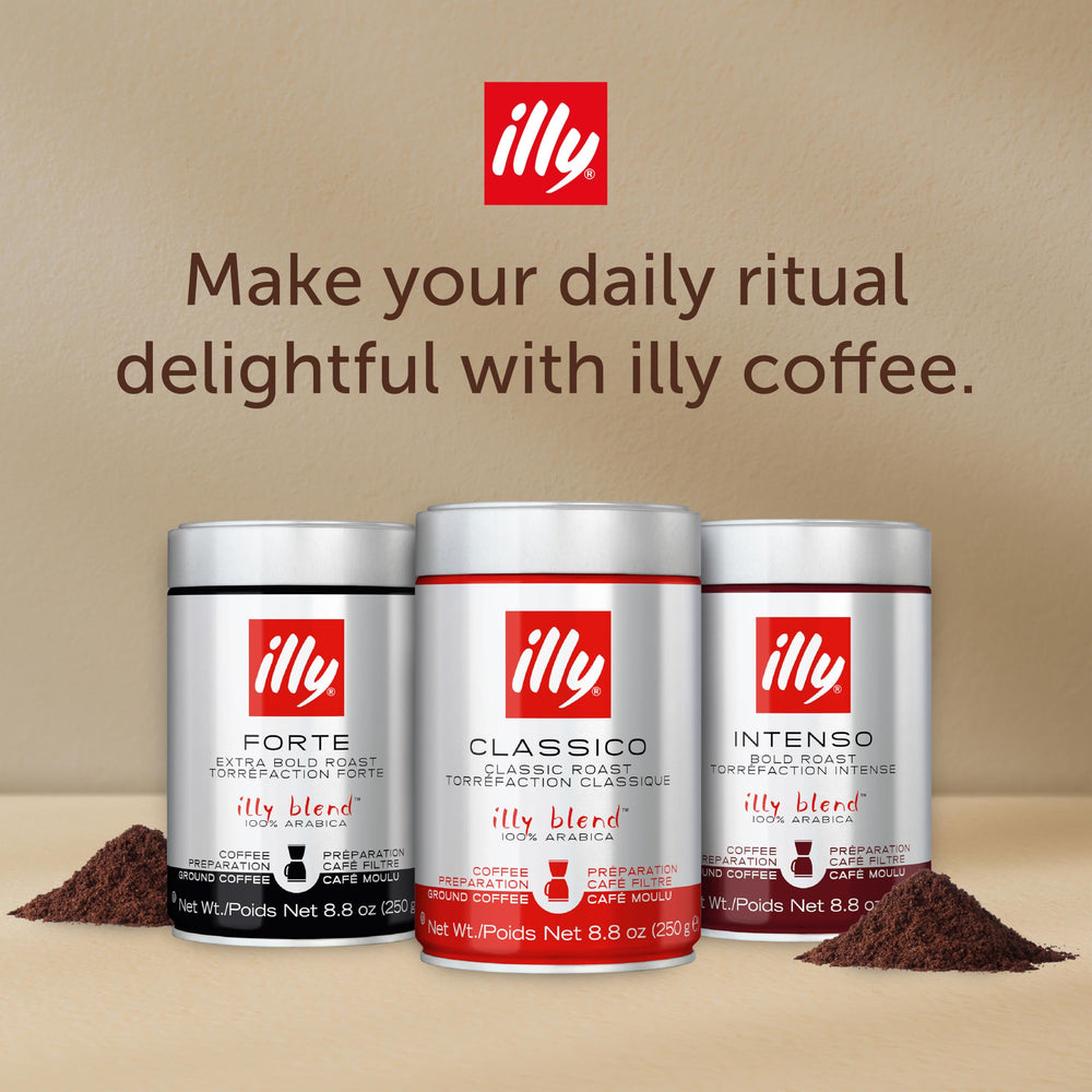 illy Ground Drip Coffee Intenso 6-pack display reminding convenient multi-pack for family mornings