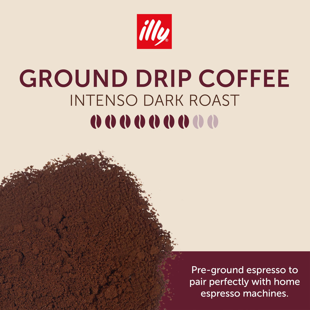illy Ground Drip Coffee Intenso aroma close-up emphasizing rich fragrance for a compelling morning
