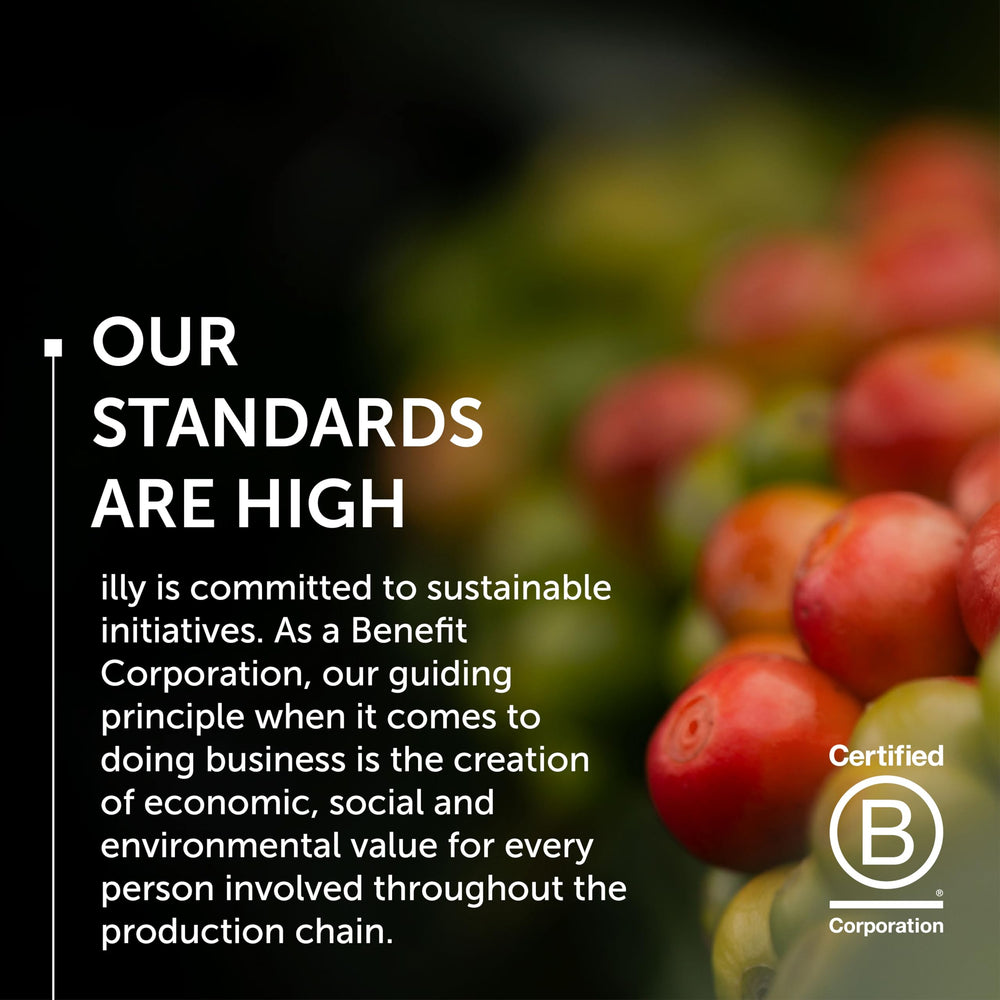 illy Ground Drip Coffee Intenso sustainable certification badge underlines responsible sourcing