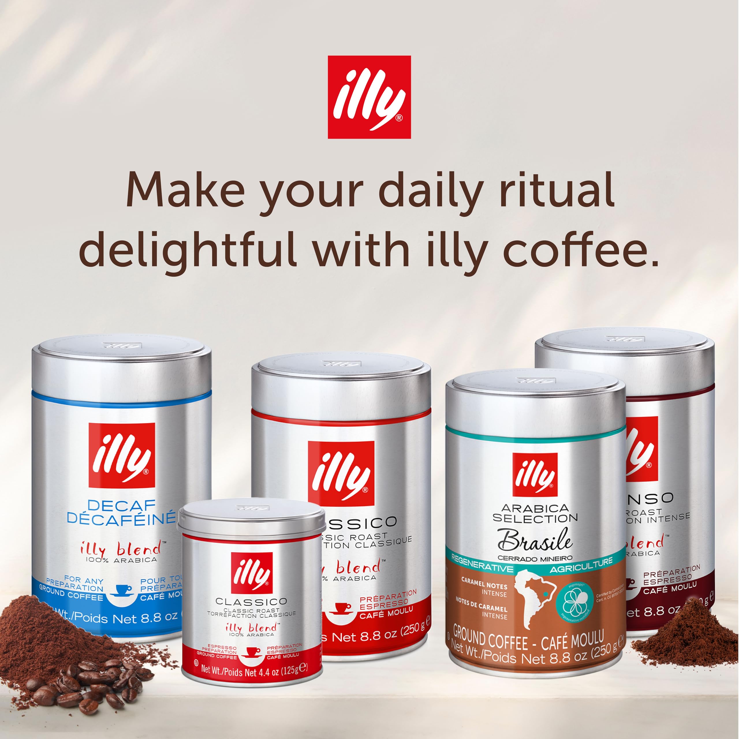 illy Ground Espresso Classico storage jar keeps aroma intact.