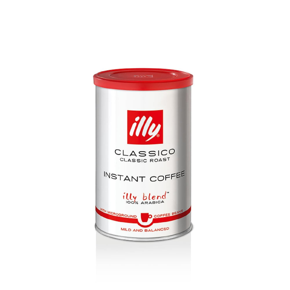 illy Instant Coffee Classico can-front showing the coffee's rich aroma and ready-to-use format
