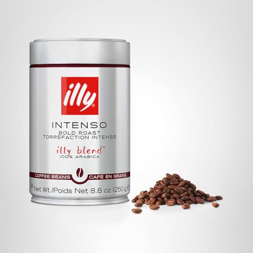 illy Intenso beans close-up showing quality selection for premium flavor