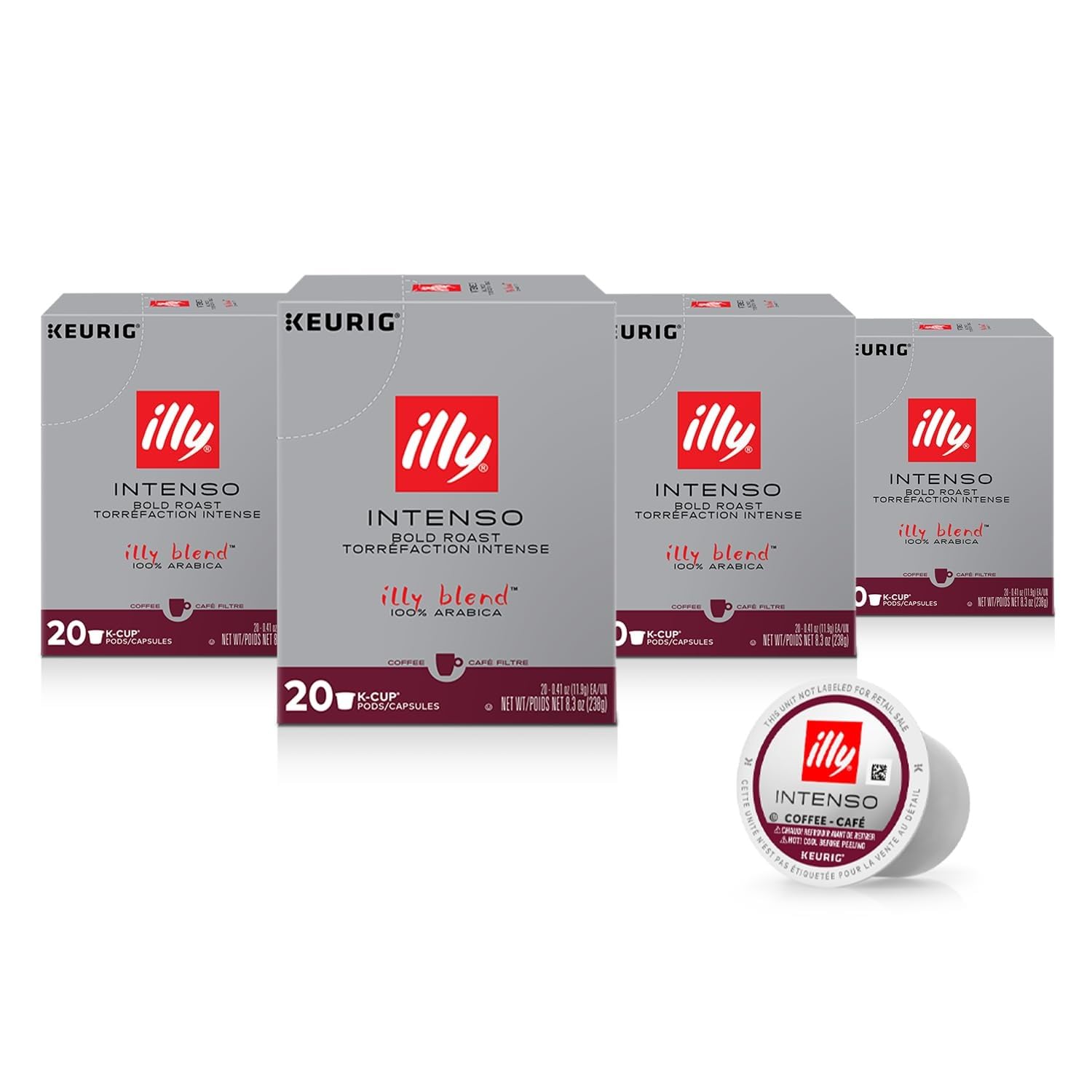 illy intenso dark roast K-Cup pod for Keurig machines with bold cocoa notes.