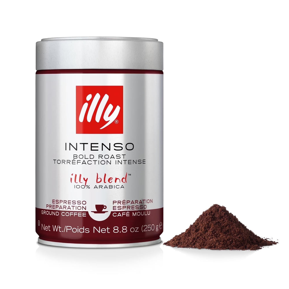 Illy Intenso ground coffee can preserving bold aroma for espresso