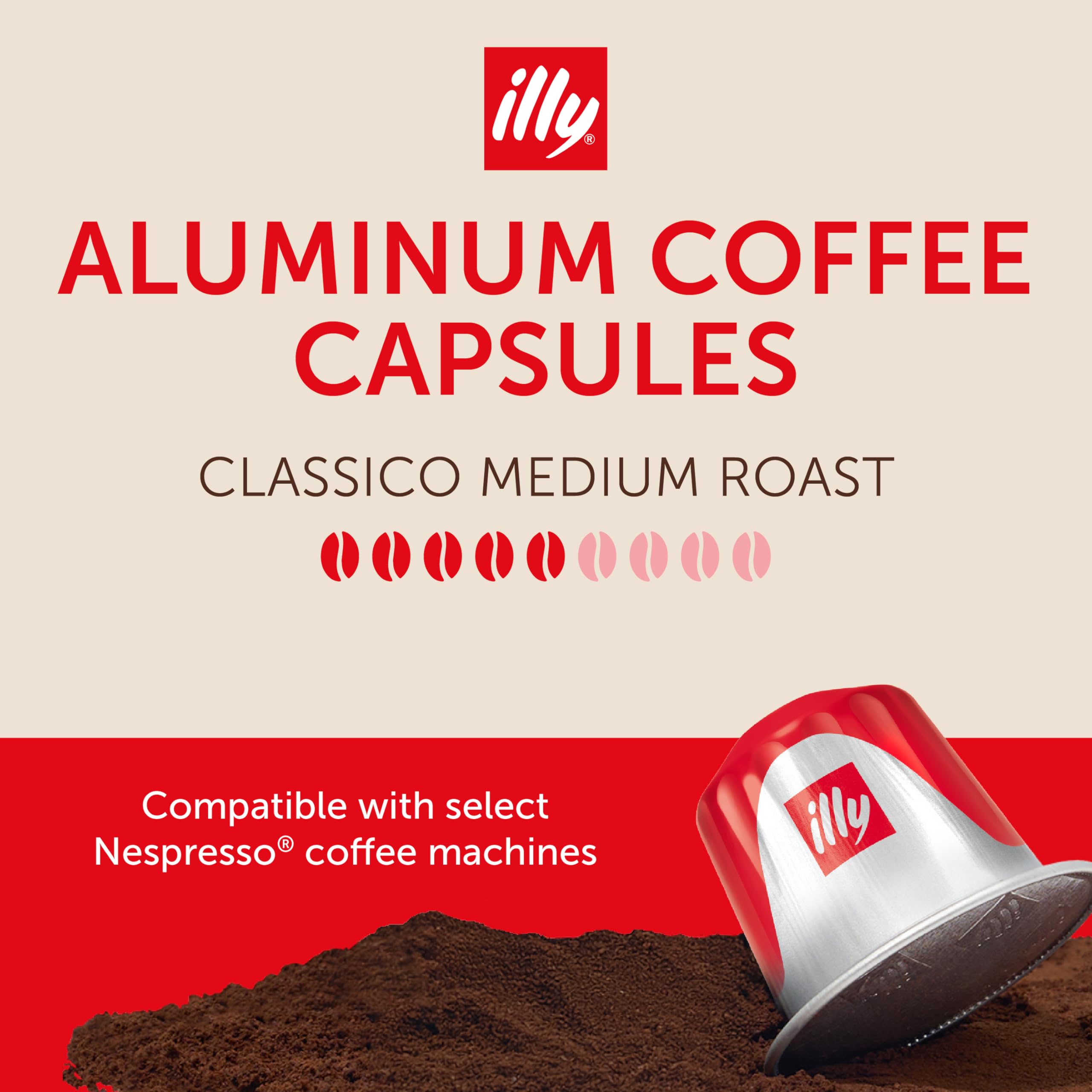 Illy capsule compatible with Nespresso Original machines for easy brews.
