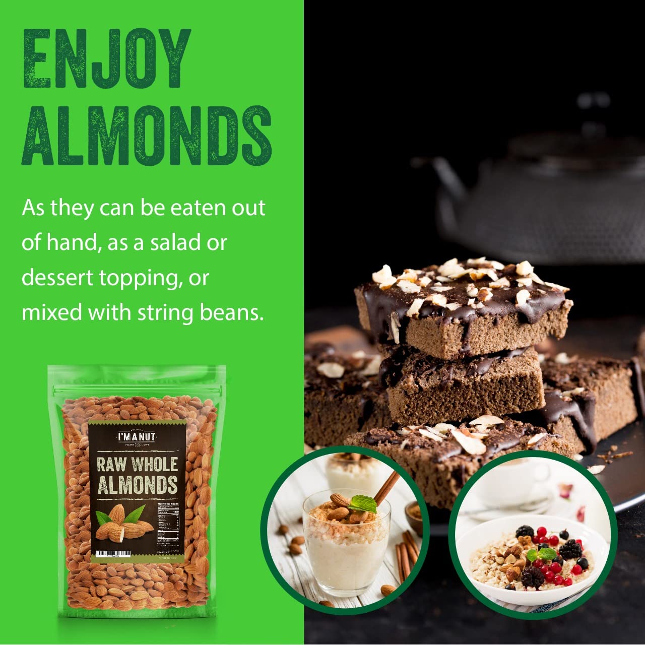 I'm A Nut almonds for baking on the counter, great for gluten-free recipes.