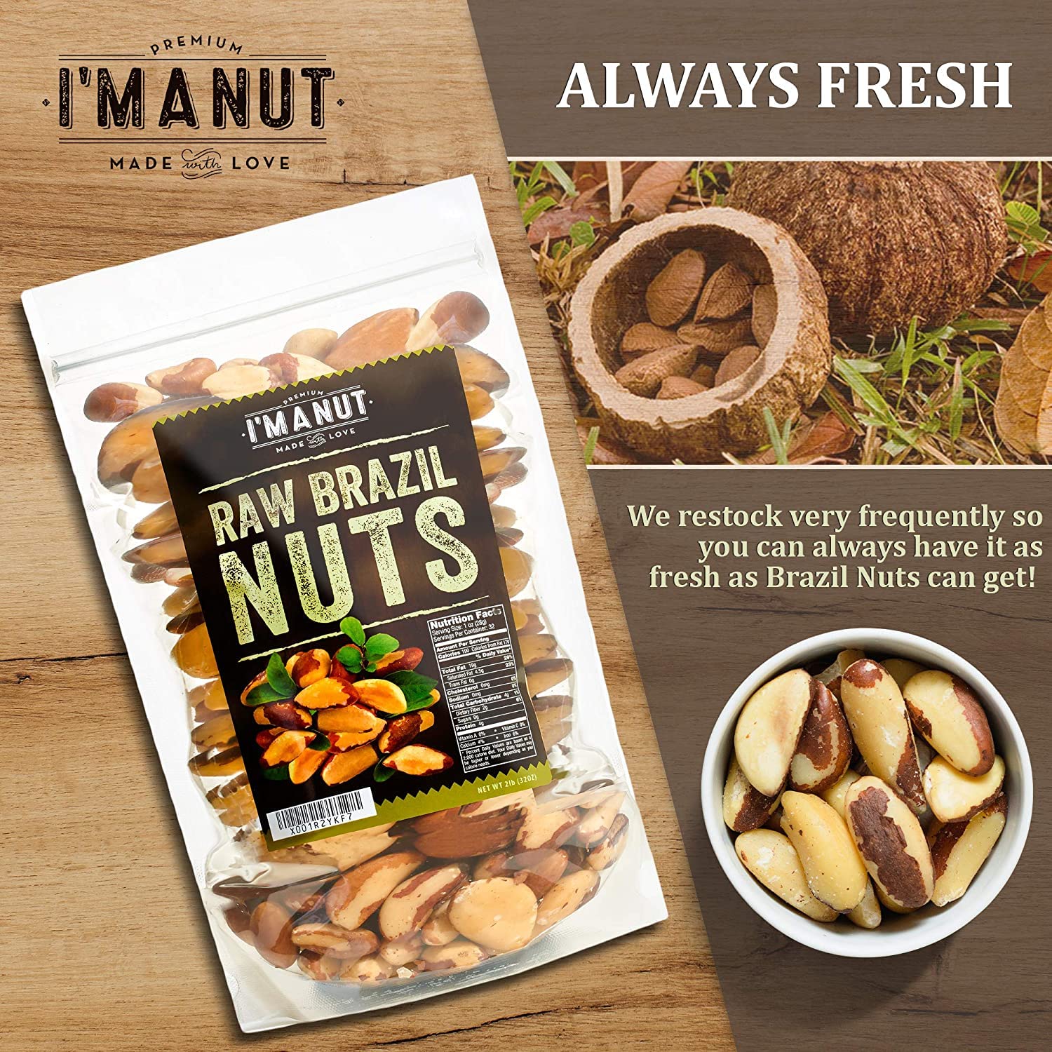 I'm A Nut Brazil nuts wild-harvested view ideal for eco-friendly snacking.