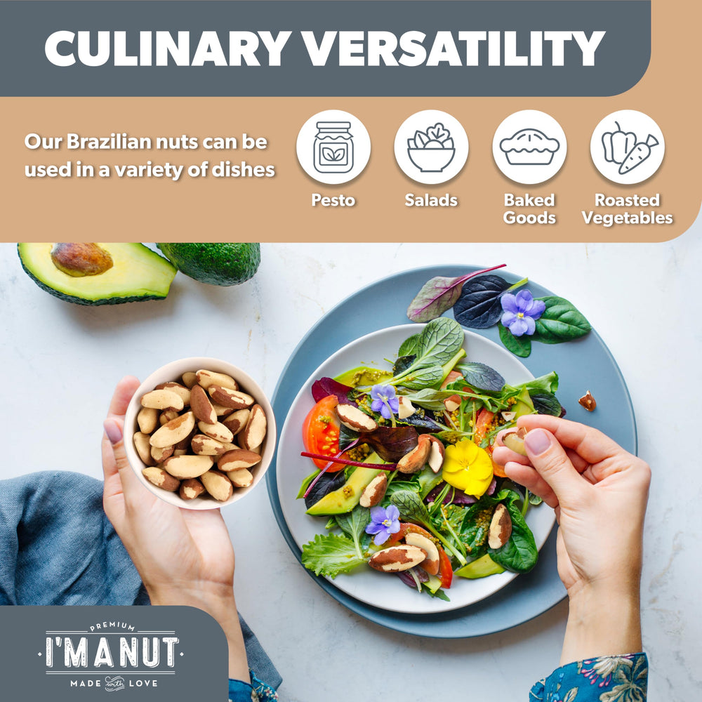 I'm A Nut kosher non GMO Brazil nuts, versatile for vegan meals.