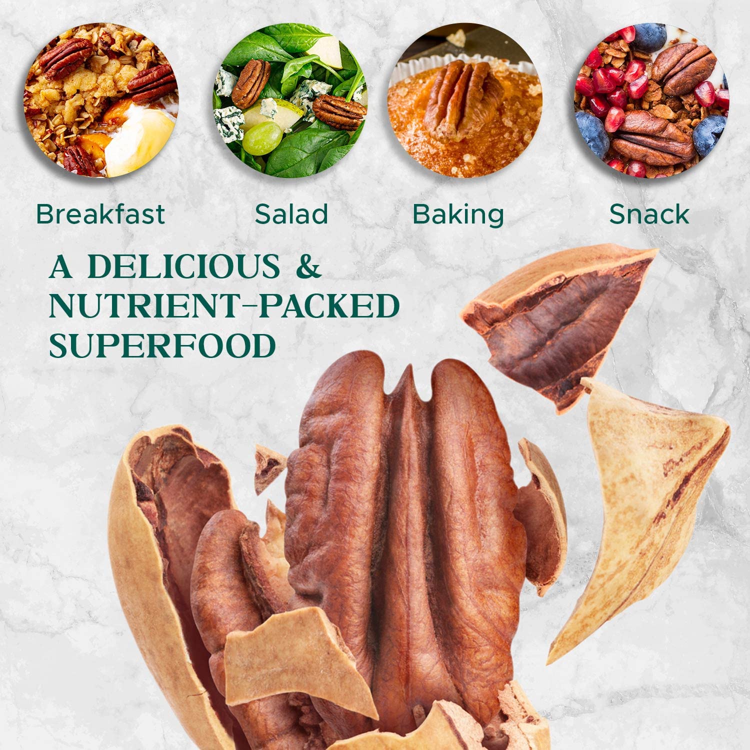 I'm A Nut pecans baking-ingredient shot, adding buttery flavor to desserts and savory dishes.