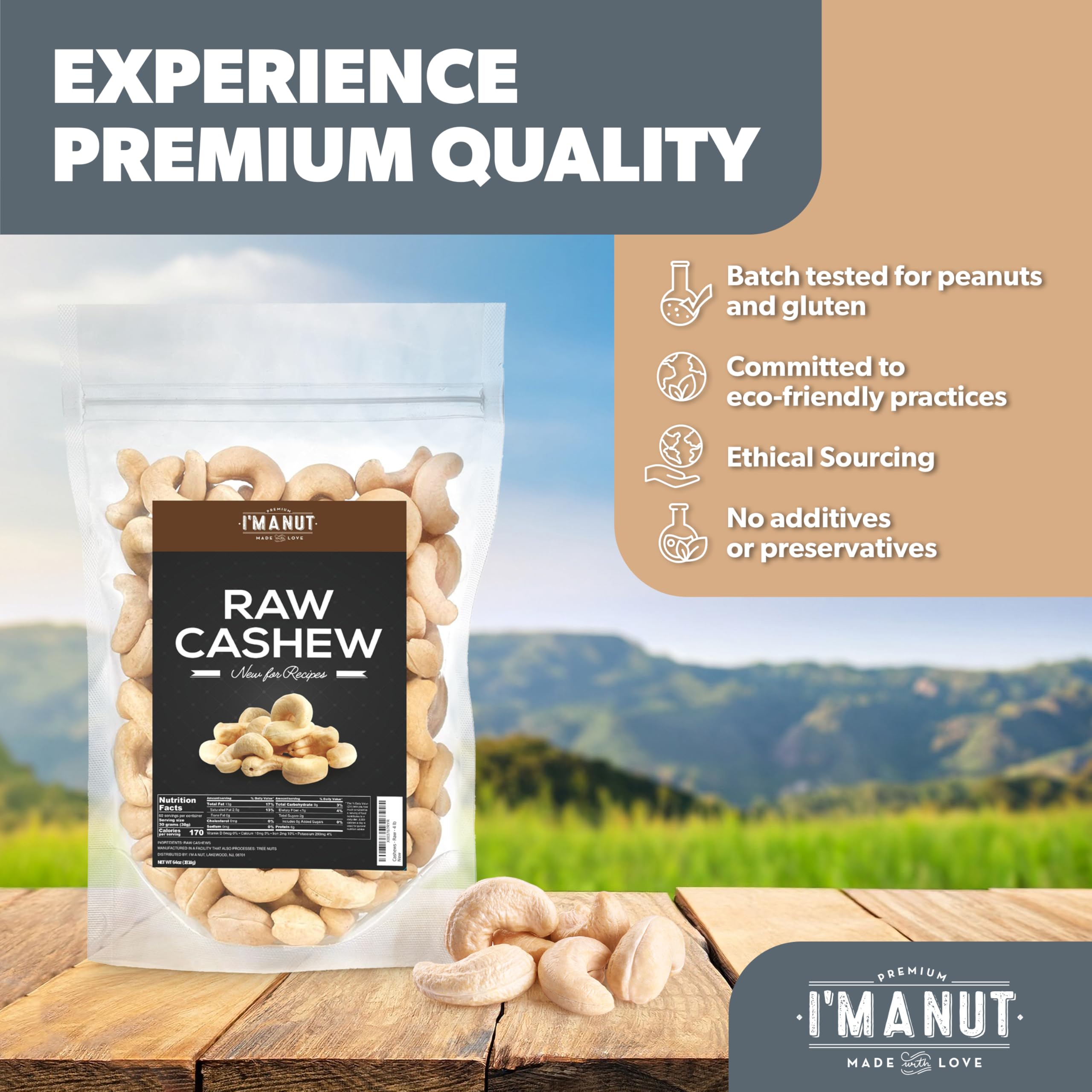 I'm A Nut cashews featured with pesto, a gourmet use.