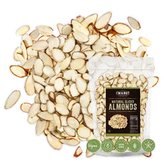 Im A Nut premium raw sliced almonds in a 16oz package for on-the-go crunch.