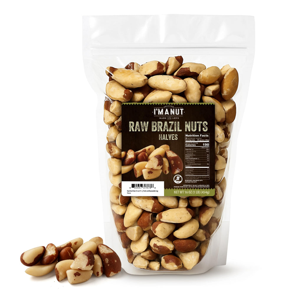 I'm A Nut raw Brazil nuts broken pack, crisp texture for snacking.
