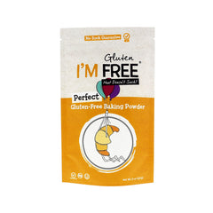 I'm Free Perfect Gluten-Free Baking Powder jar shows aluminum-free formula for light, airy bakes.