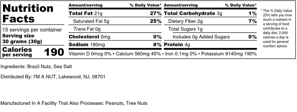 Dry roasted Brazil nuts by I'm A Nut for baking and snacking