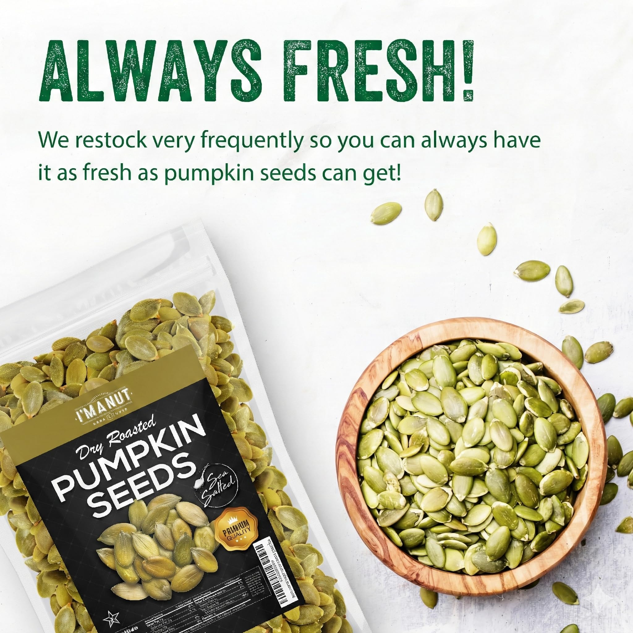 I'm A Nut kosher-certified seal on pumpkin seeds packaging