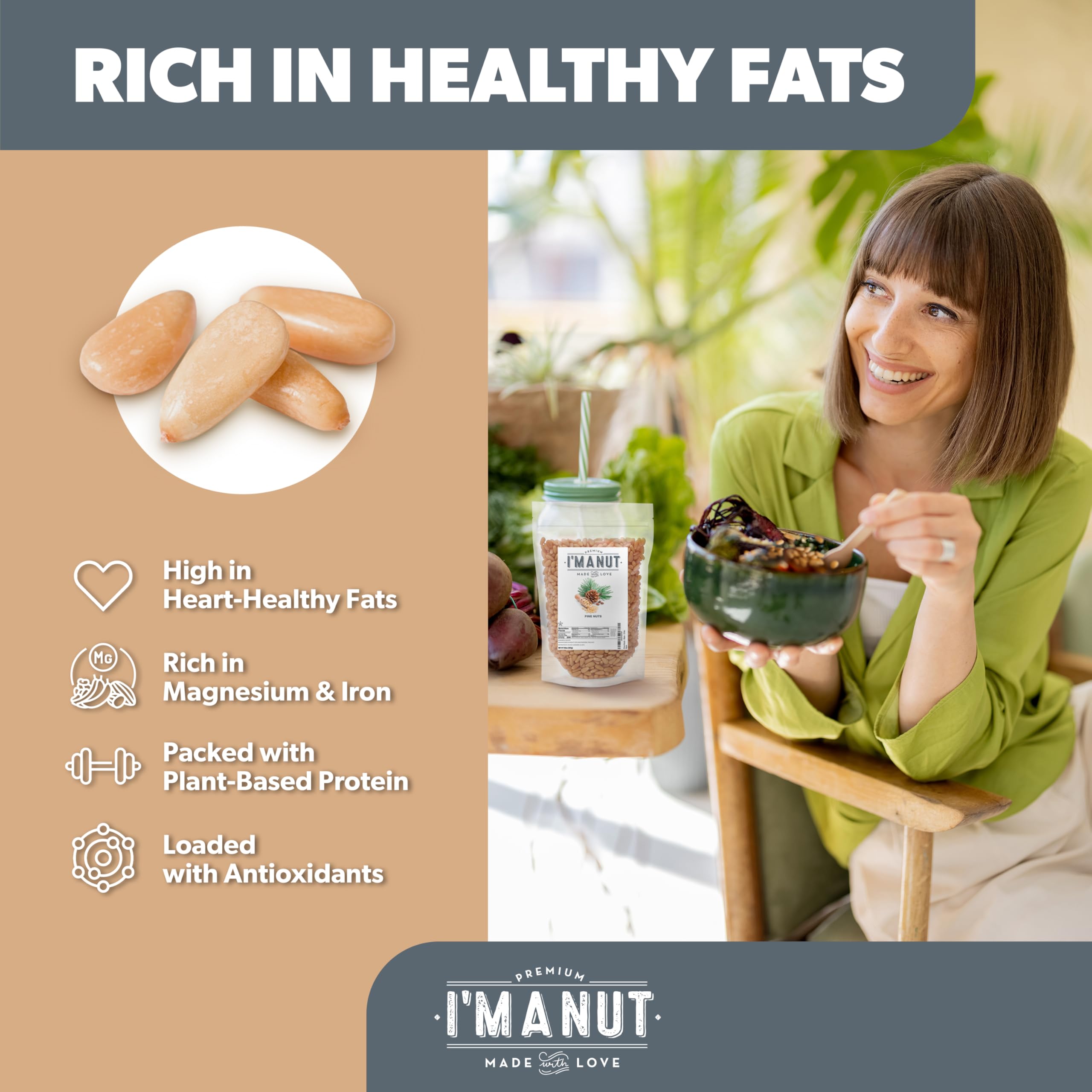 I'm A Nut raw pine nuts unsalted close-up for recipes