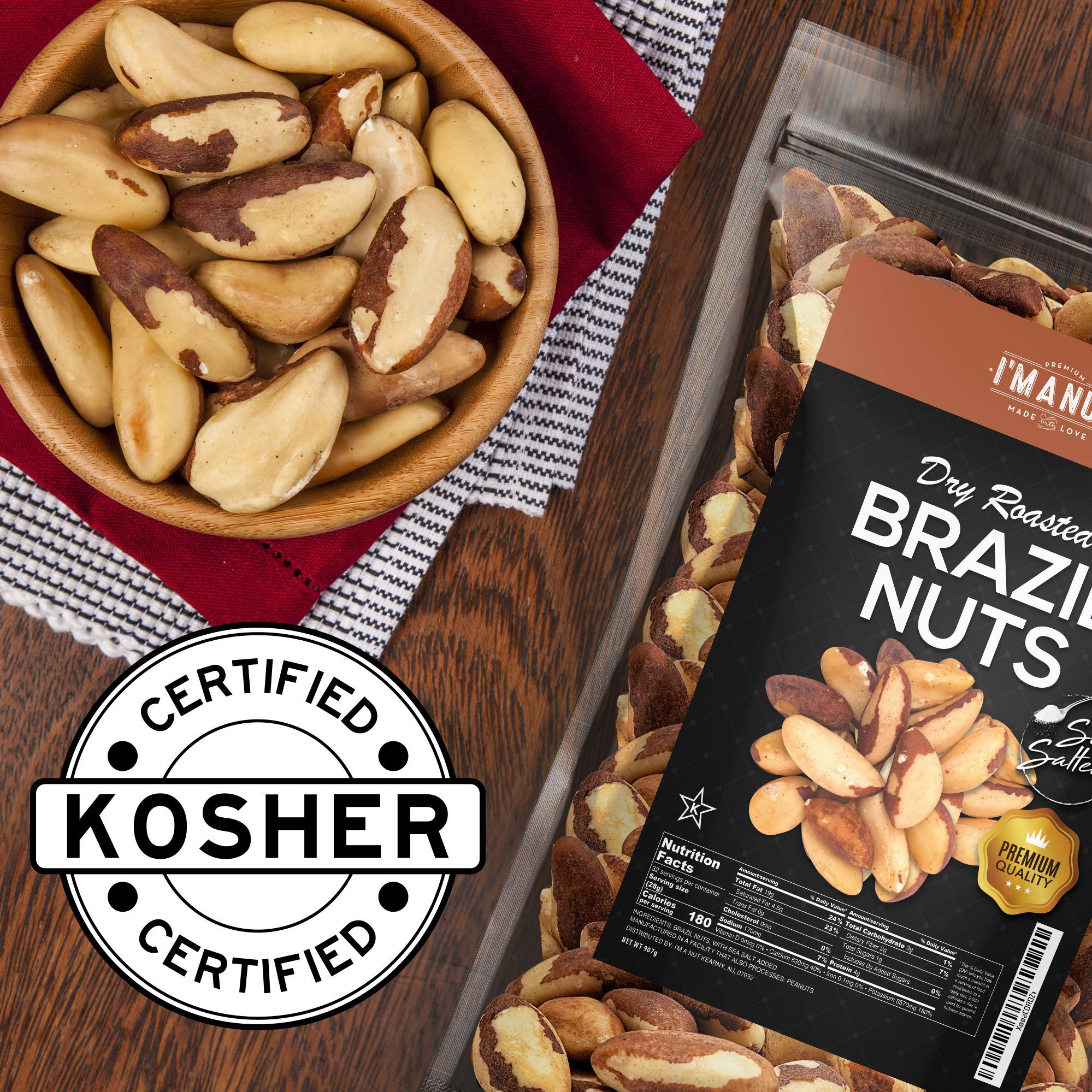 Re-sealable bag of Brazil nuts from I'm A Nut maintains freshness after opening