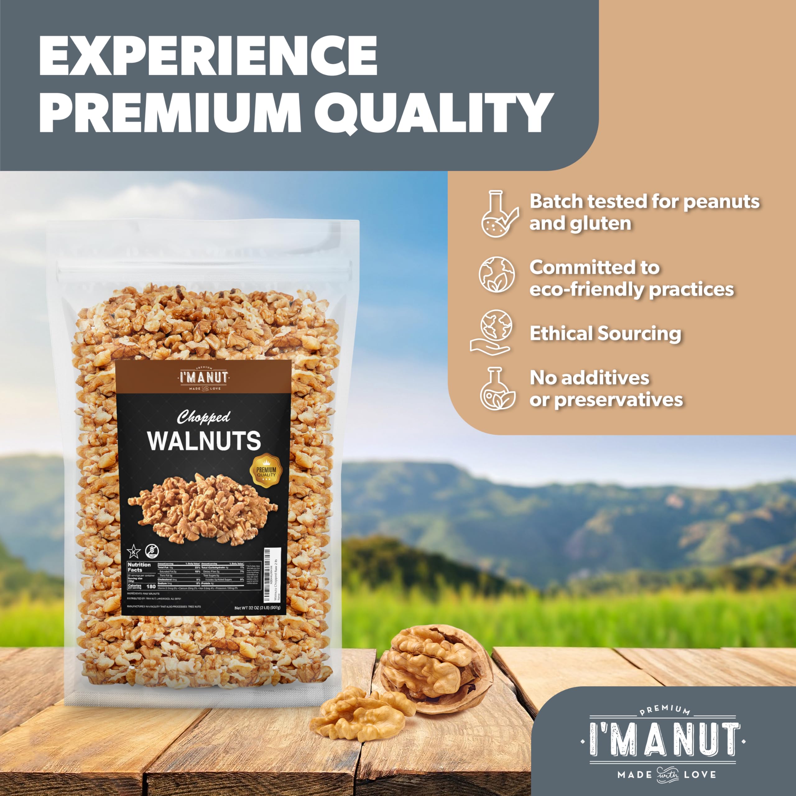 I'm A Nut resealable pouch packaging preserves freshness for longer snacking.