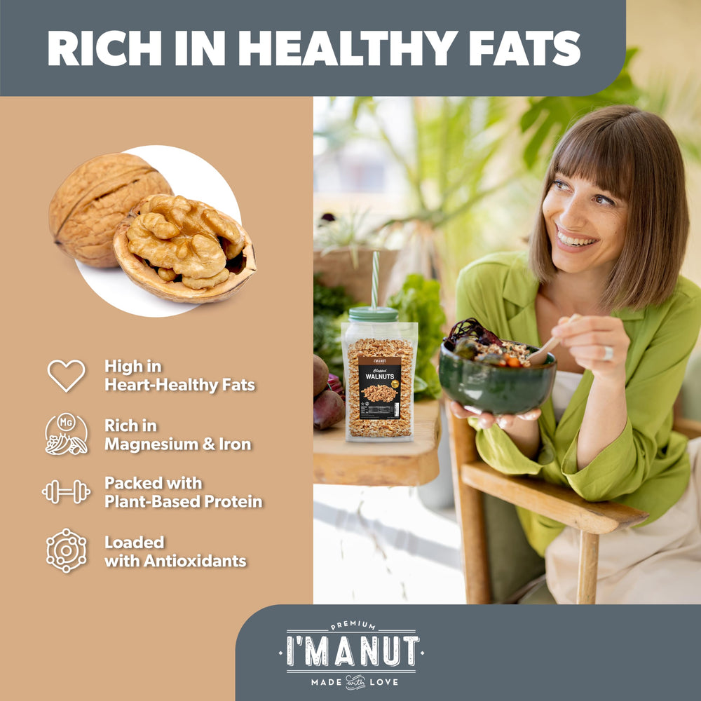 I'm A Nut walnut pieces 16oz bulk pack, great for baking and cooking.