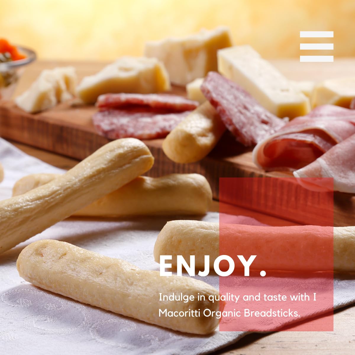 I Macoritti MAXI Breadsticks: Simple ingredients highlight natural flavor.