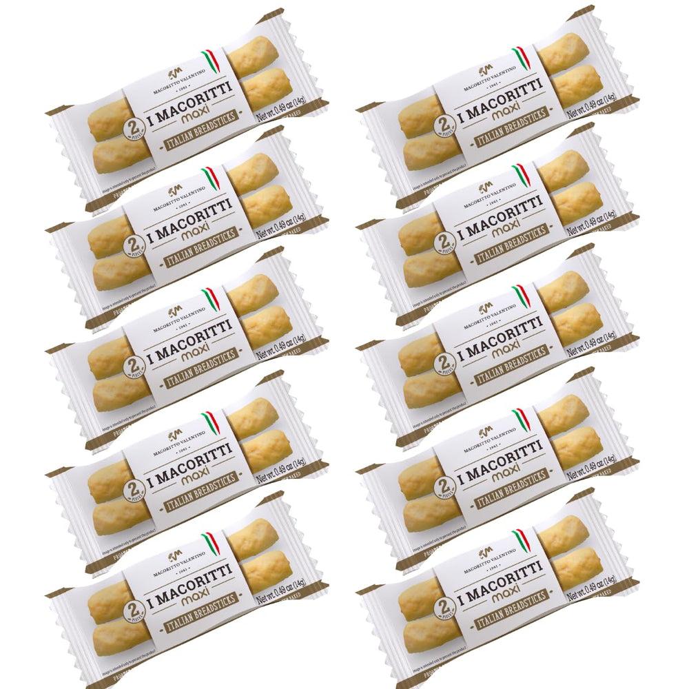 I Macoritti MAXI Breadsticks: Italian-crisp texture ideal for snacking.