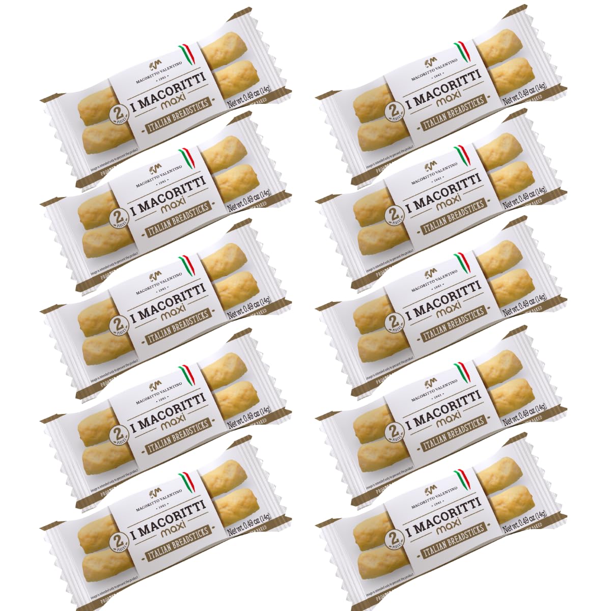 I Macoritti MAXI Breadsticks: Italian-crisp texture ideal for snacking.