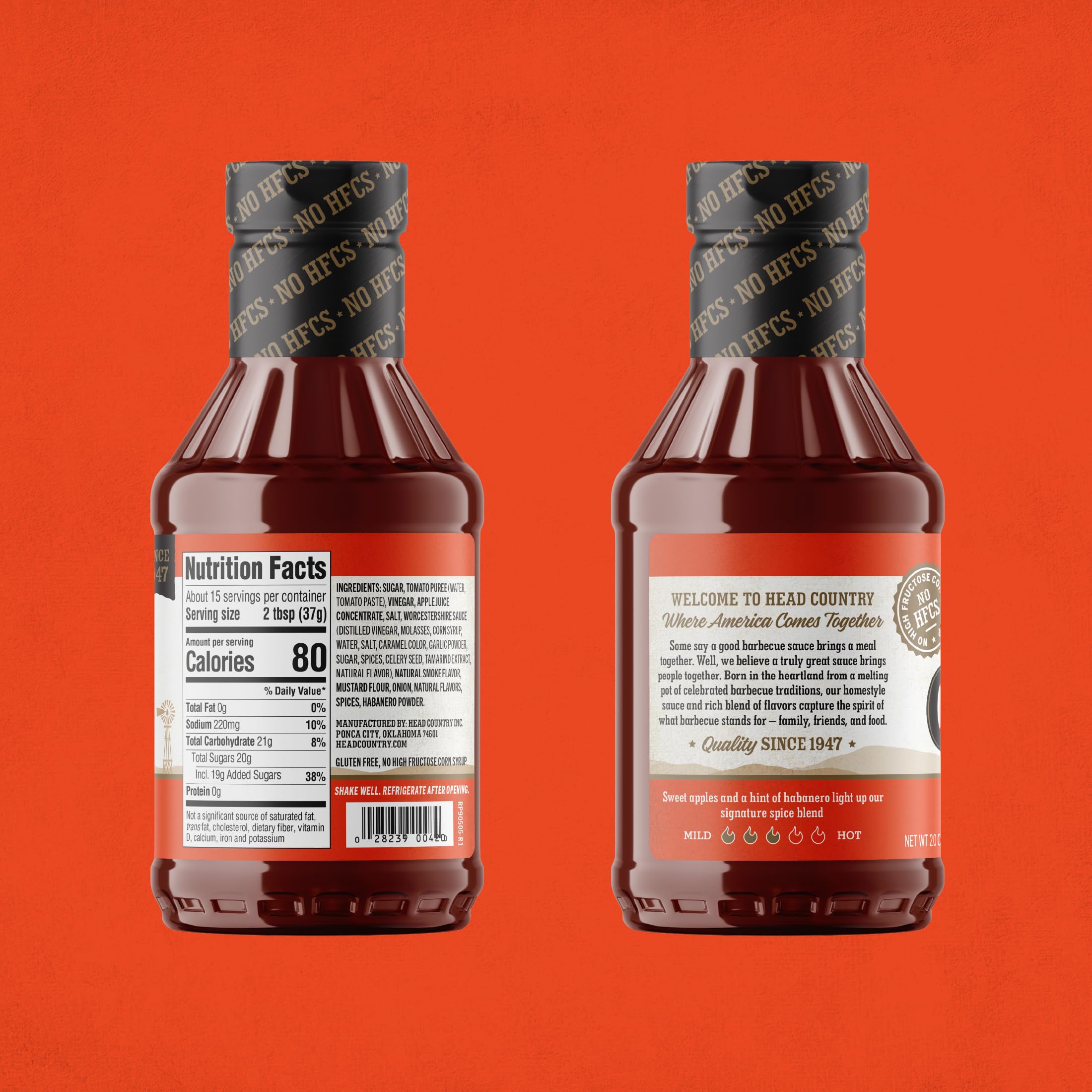 Head Country Apple Habanero BBQ Sauce | Sweet Apple & Spicy Habanero Championship Barbecue Sauce For Chicken, Pulled Pork & Ribs | 20 Ounce Bottle