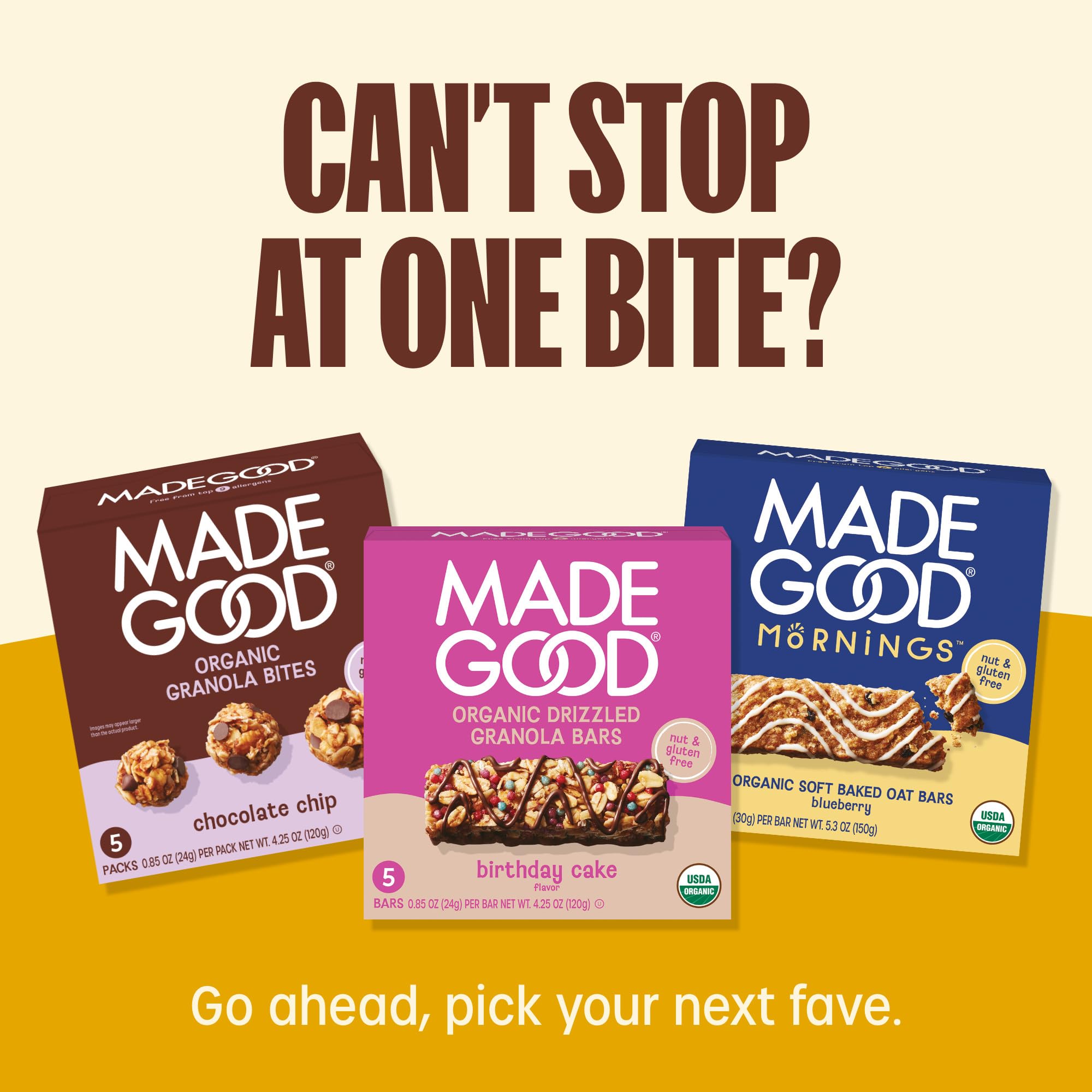 MadeGood Mornings Organic Baked Oat Cups Variety Pack | Banana Chocolate Chip, Apple Cinnamon, Berry Vanilla