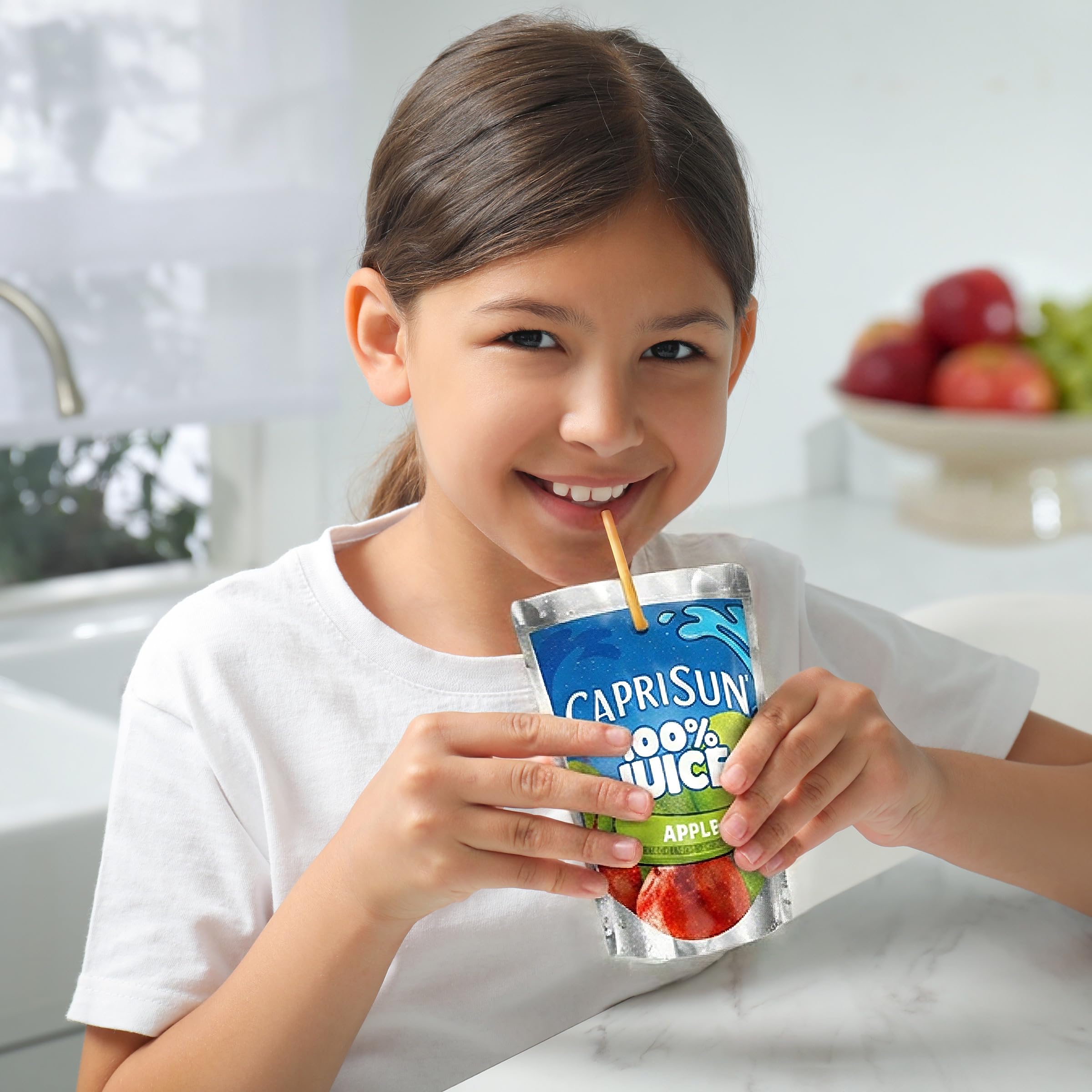 Capri Sun 100% Apple Juice – All-Natural 6 fl oz Pouches, 10-Count Box