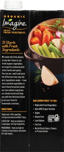 Imagine broth packaging highlights gluten-free and kosher certification for dietary-conscious cooks.