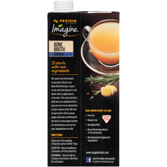 Imagine Chicken Bone Broth 32 oz label closeup highlighting protein