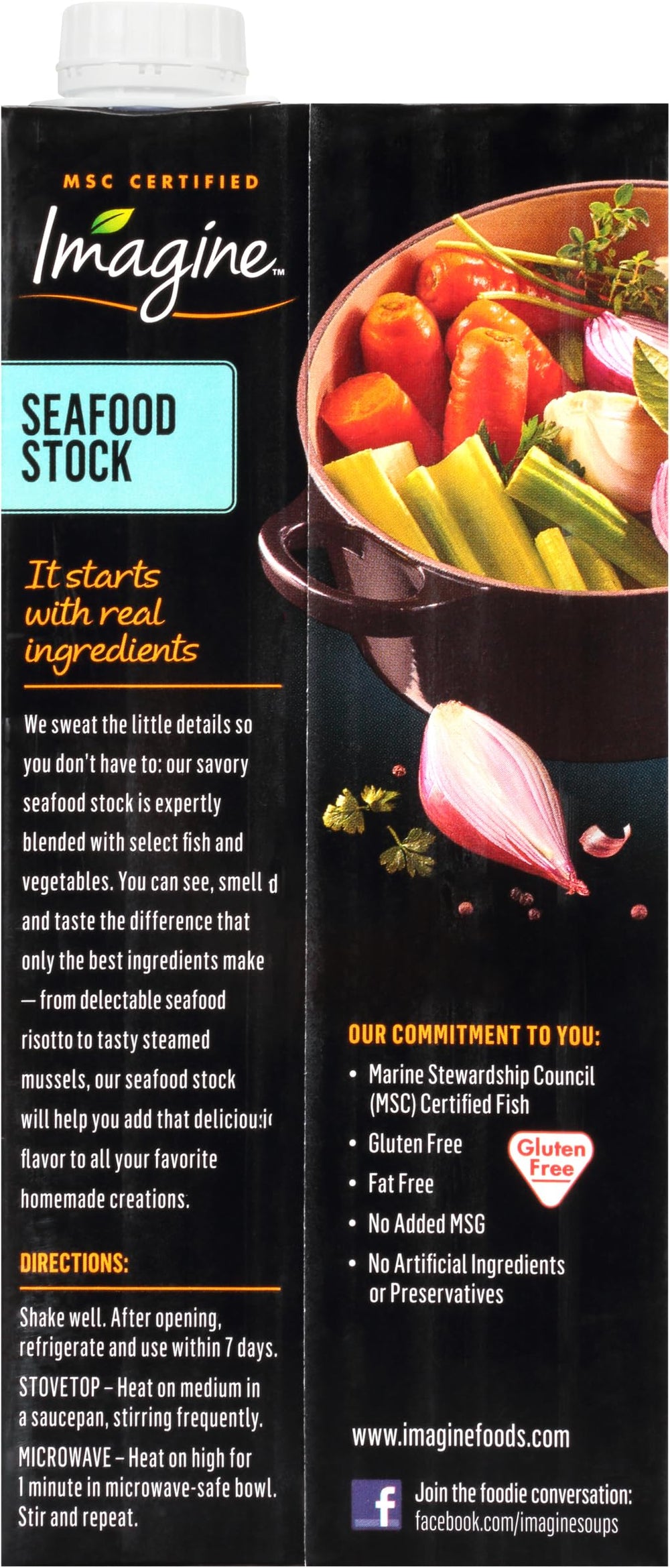 Imagine Foods seafood stock ingredients on counter, showcasing fresh produce for stock.